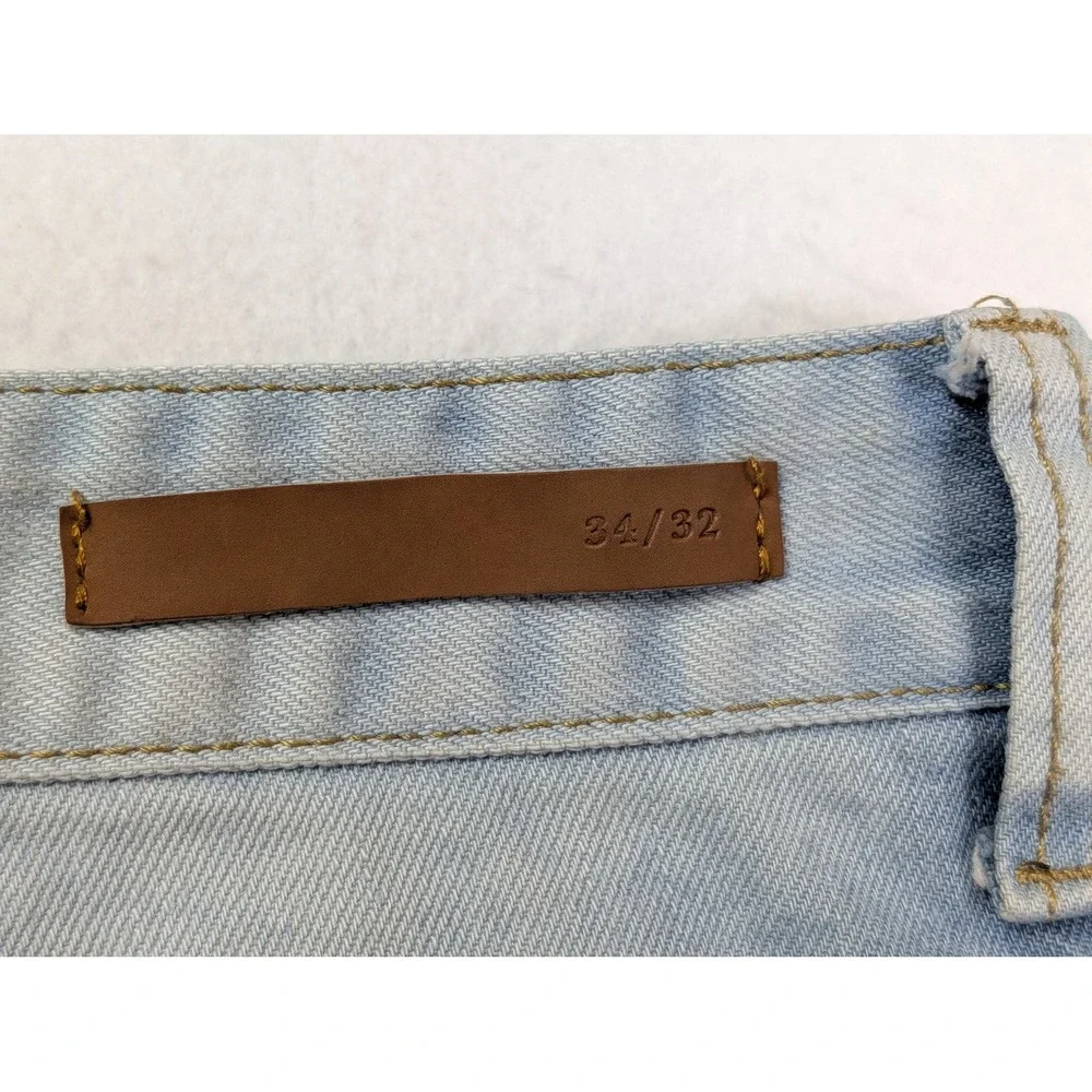 Finest Threads NY Mens Biker Jeans 34 x 32 Studded Zipper Distressed Blue
